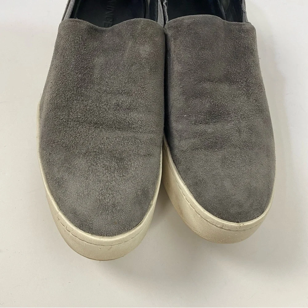 Vince Grey Gray Leather Suede Slip On Outsole Sneakers